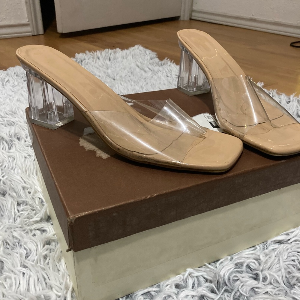 Fashion Nova Clear and Nude Heels